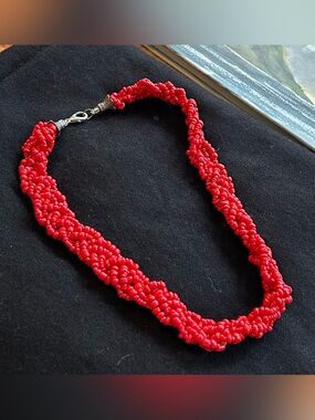 African vintage Wedding beads Red Beaded Twist Necklace - Women Jewelry